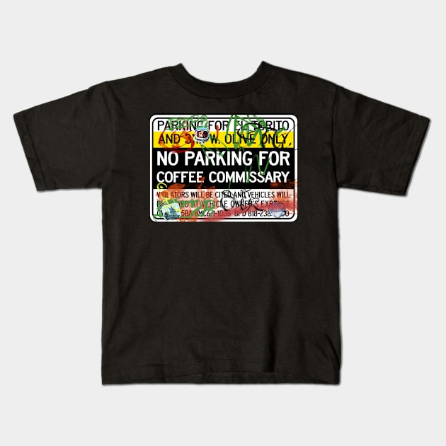 No Parking Sign with Graffiti Kids T-Shirt by Sir Wolsley